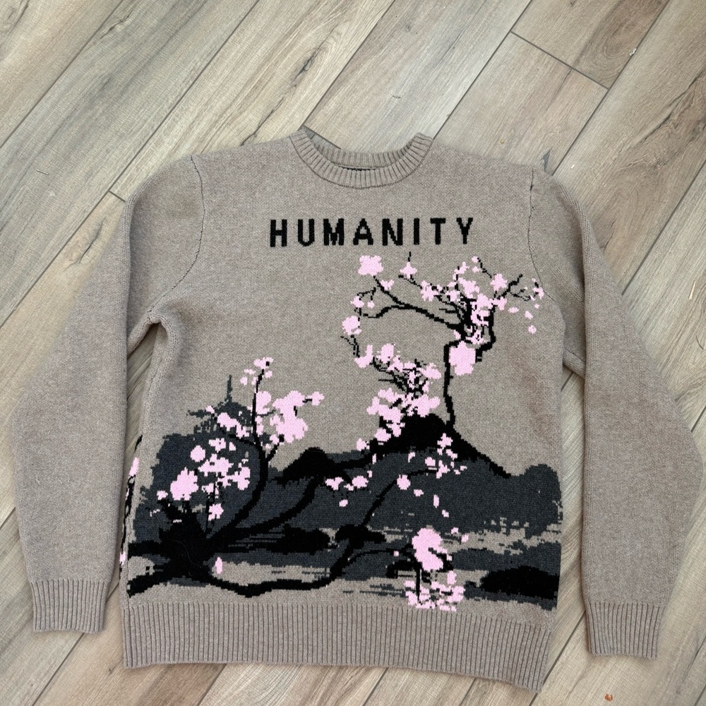 RGSTR Humanity Cherry Blossom Men’s XL Sweater Tokyo Kyoto Japan Osaka Cream